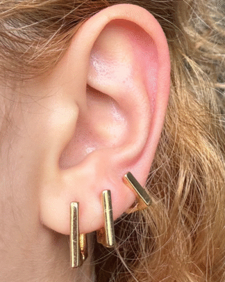 Brinco Trio Argola Quadrada Lisa