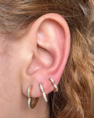 Brinco Trio Argola Coração Zircônia