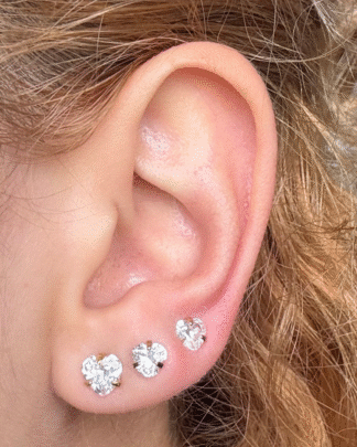 Brinco Trio Ponto de Luz de Coração