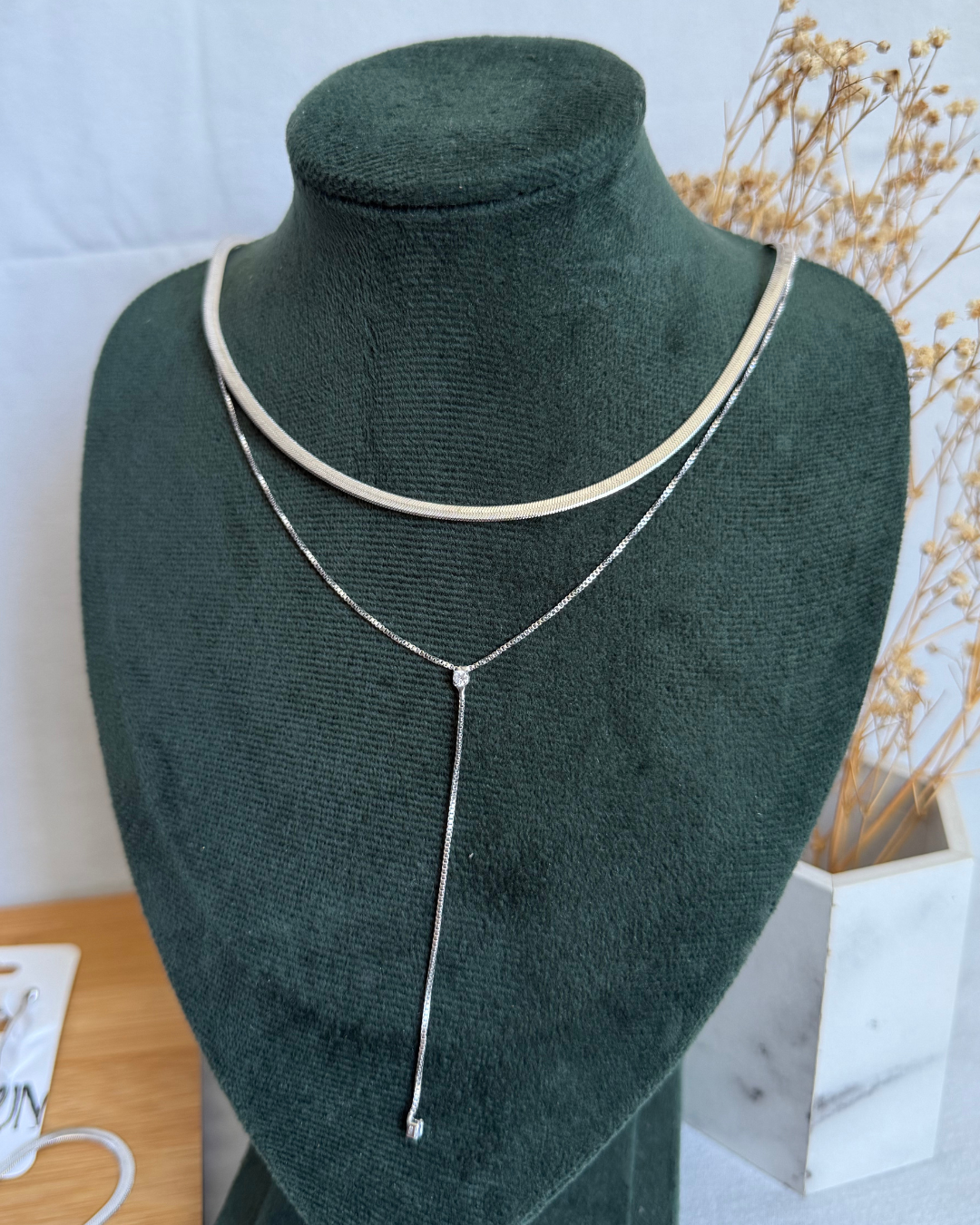 Mix Choker Fita + Colar Gravata Ponto de Luz - Imagem 2